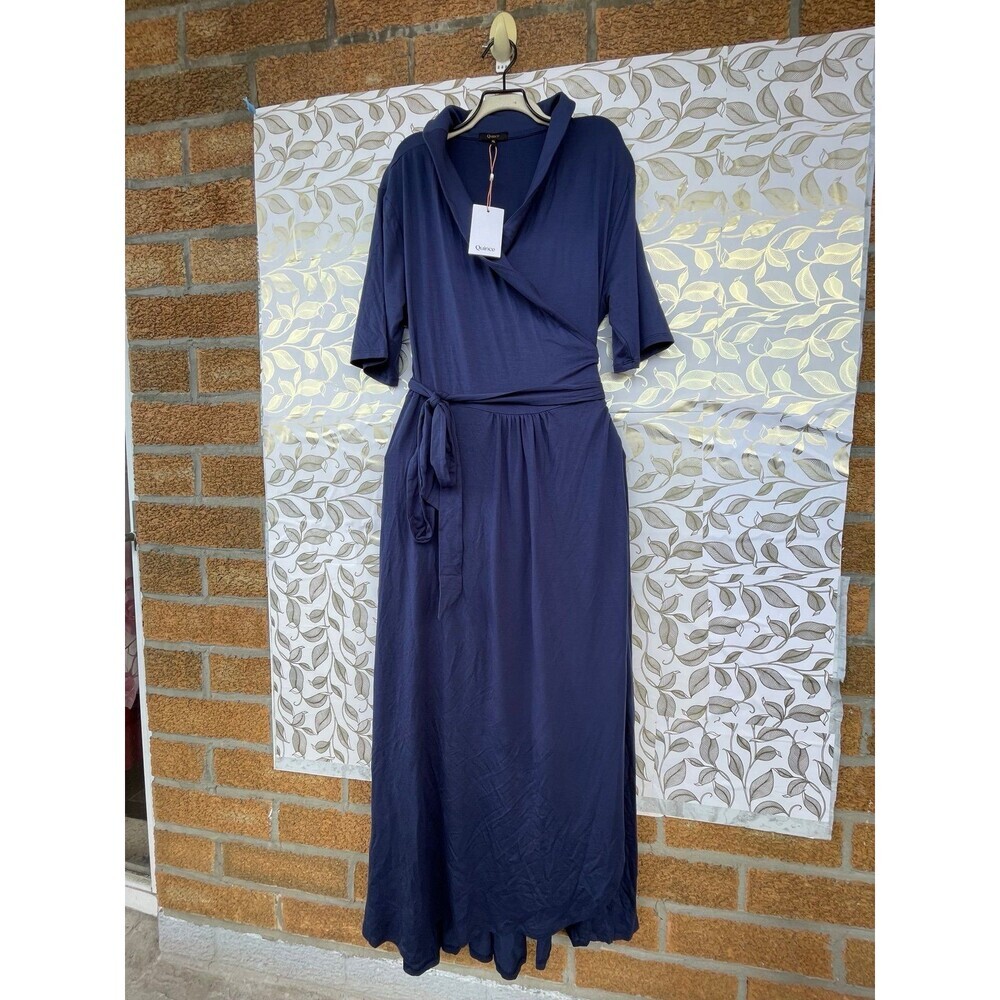 Quince Blue Tencel Lyocell Wrap Maxi Dress XL | Minimalist Quiet Luxury NWT - Picture 2 of 12